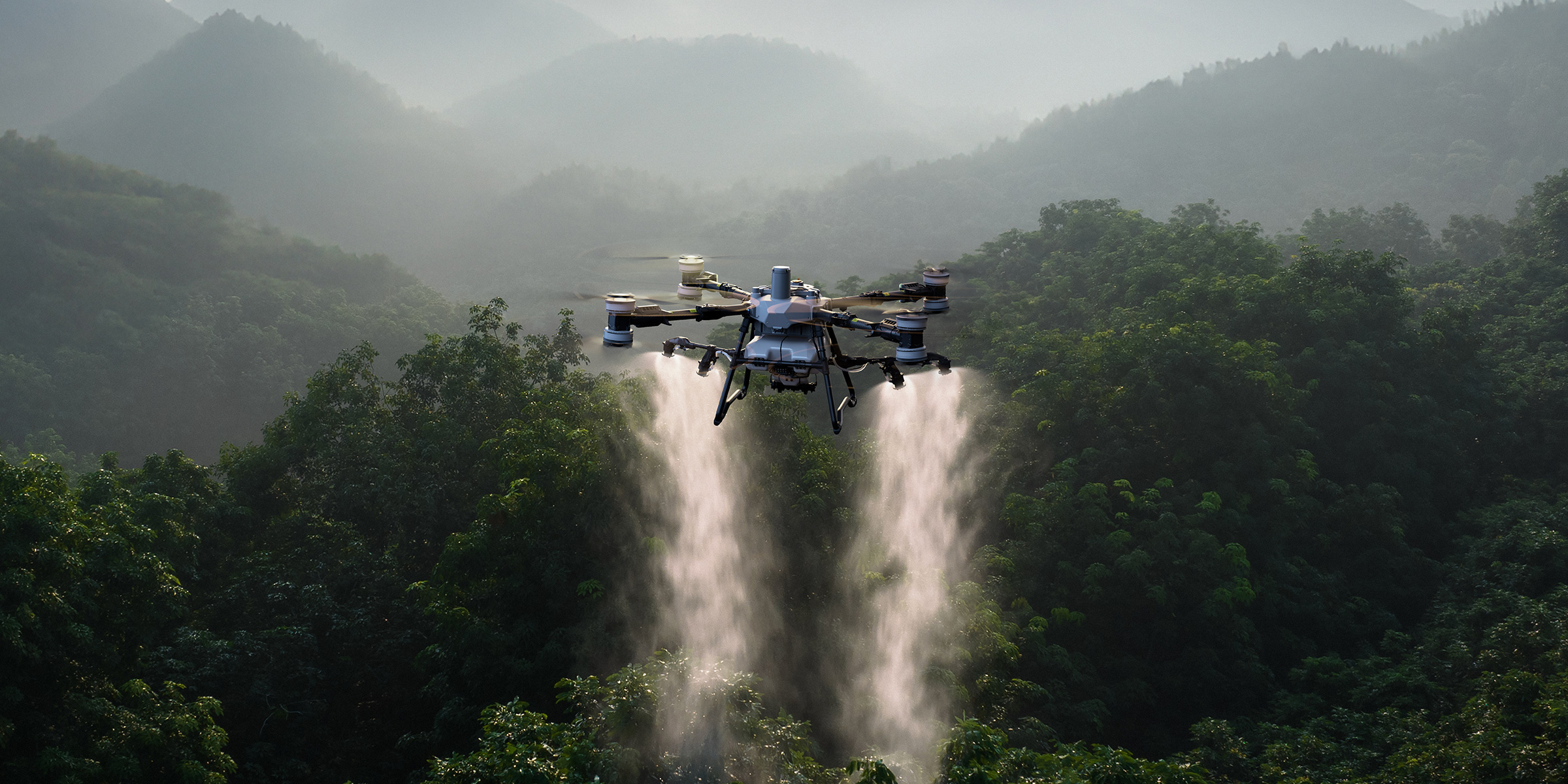 Drone agrícola DJI Agras T100 em operação